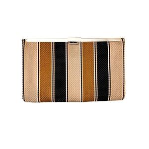 J. Crew Jute Striped Canvas Clutch Handbag Earthtones NWT